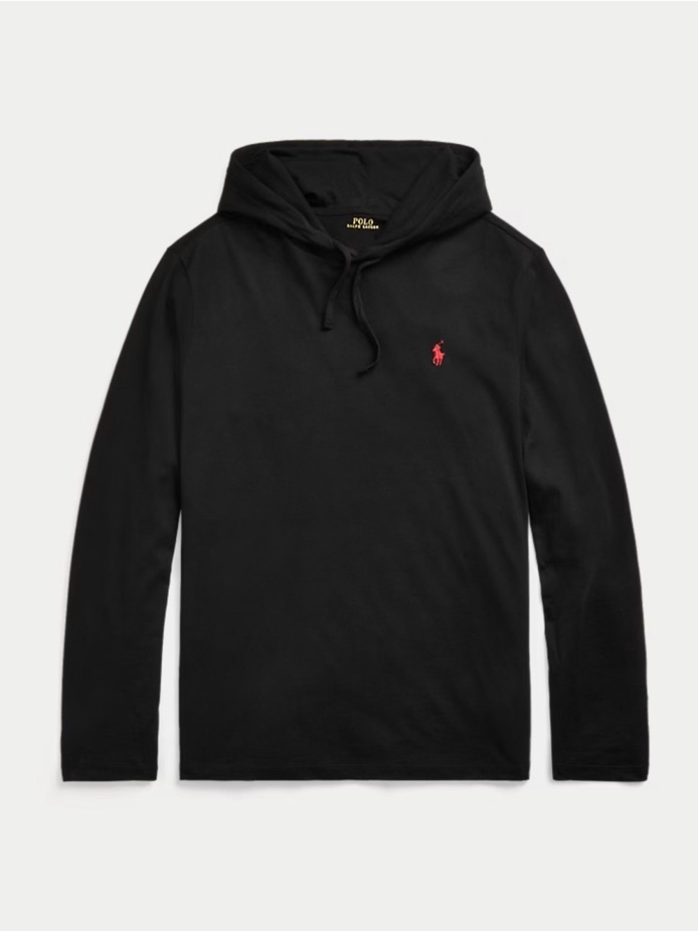 NWT Polo by Ralph Lauren Black Long-Sleeve Hooded Shirt with Red Pony - Picture 3 of 4